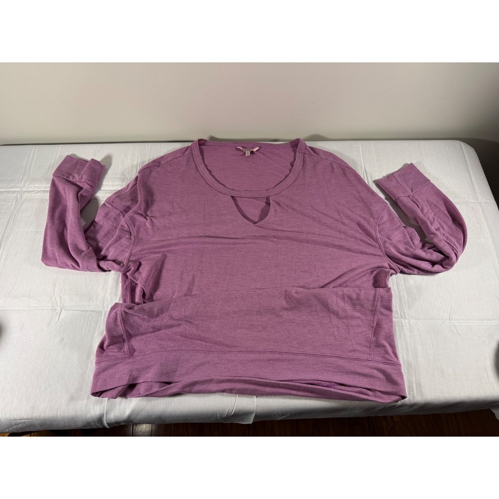 Juicy Couture Purple Keyhole Neck Long Sleeve Top XL Heathered Pullover